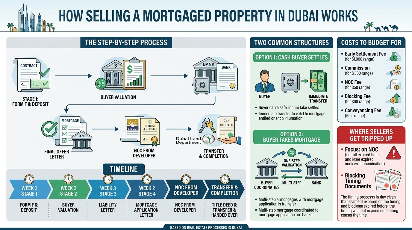The process of selling a mortgaged property in Dubai in 2026.